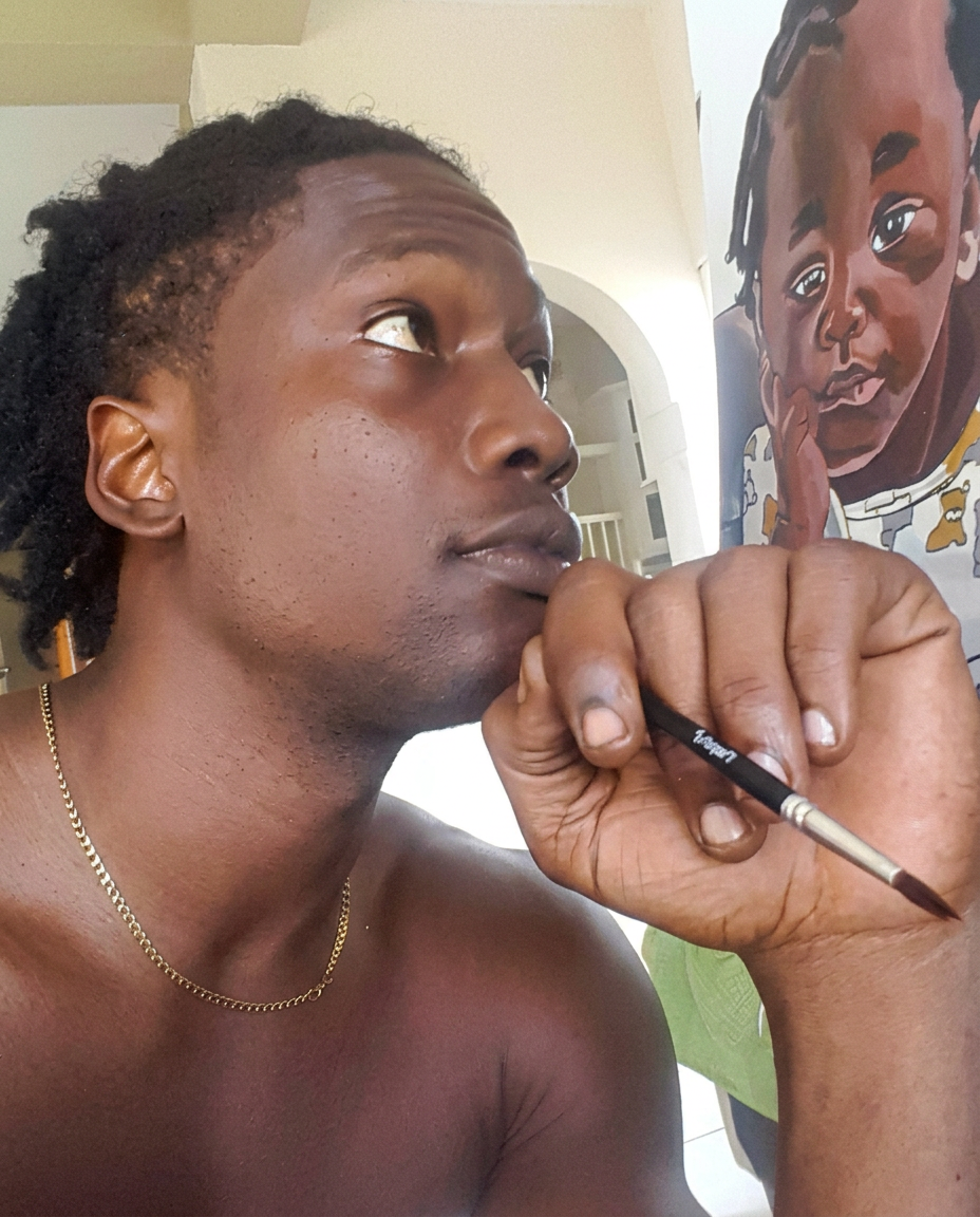Dain James in his studio in Grenada